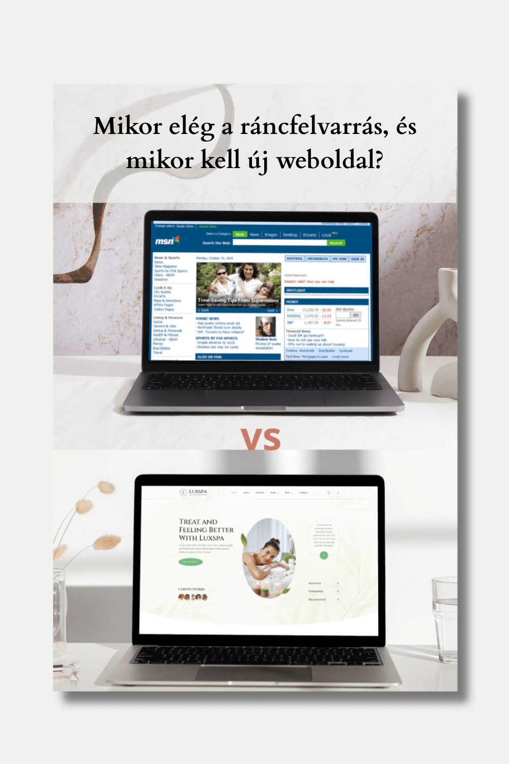 Elavult vs modern webdesign