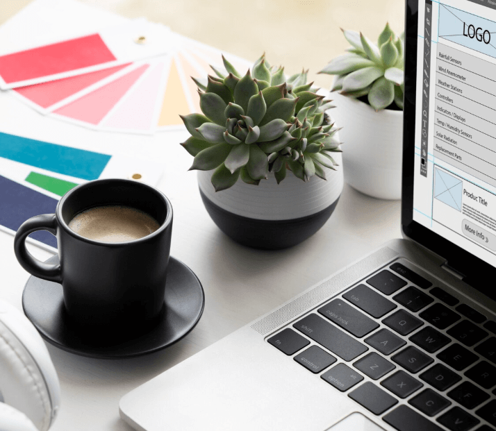 brand designer desk moodboard